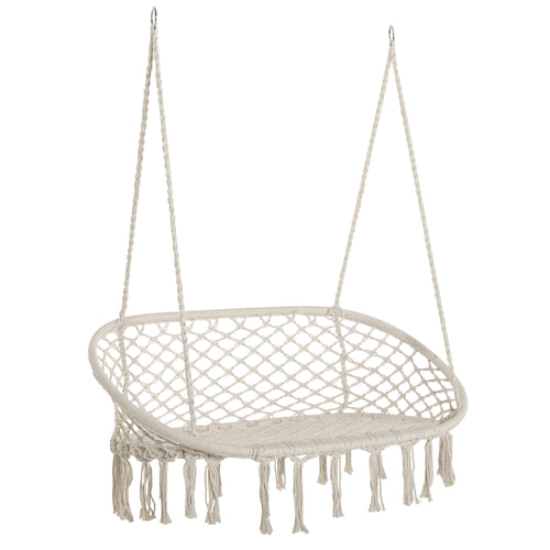 Garden and 2 -seater housing outsunny outsunny, metal frame and cotton seat 130x75x35cm, cream white - Borgè