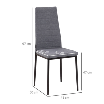 set 4 padded chairs for living room or dining room, modern kitchen chairs, metal and Grey fabric - Borgè