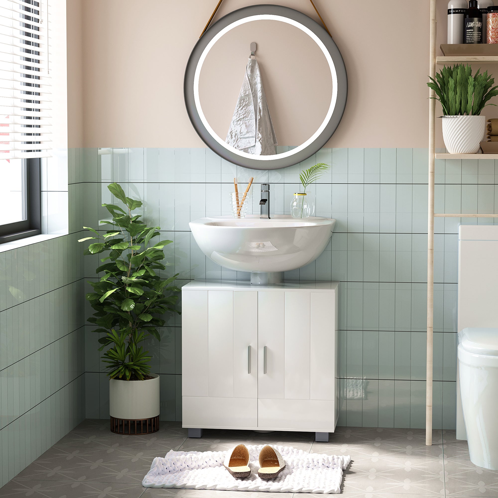 White Bathroom Sink Vanity | 60x30x60cm - Borgè
