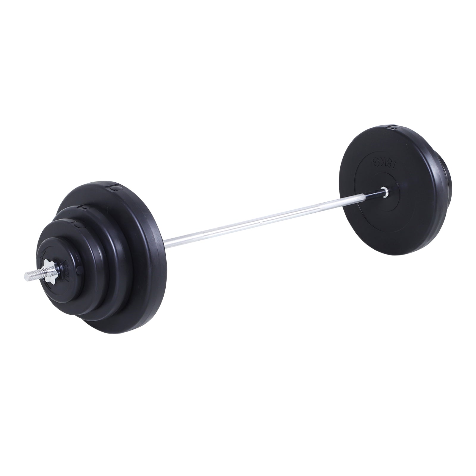 70kg Barbell and Disc Set, 8 Plastic Coated Weight Discs and Iron Bar, 170x40.5x40.5cm Black - Borge' Group Limited