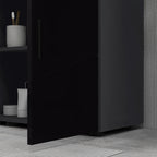 Kleankin Mobile Sublavabo Wooden Bath with 2 -door locker, 60x30x60cm, black - Borgè