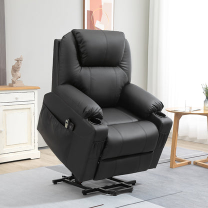 Ultimate Comfort: Reclining Lift Chair with 8 Massage Points & Footrest - Black (88x92x106 cm) - Borgè