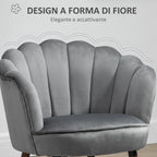 GREYISH | Shell Armchair in Grey Velvet | 66x72x79cm - Borgè