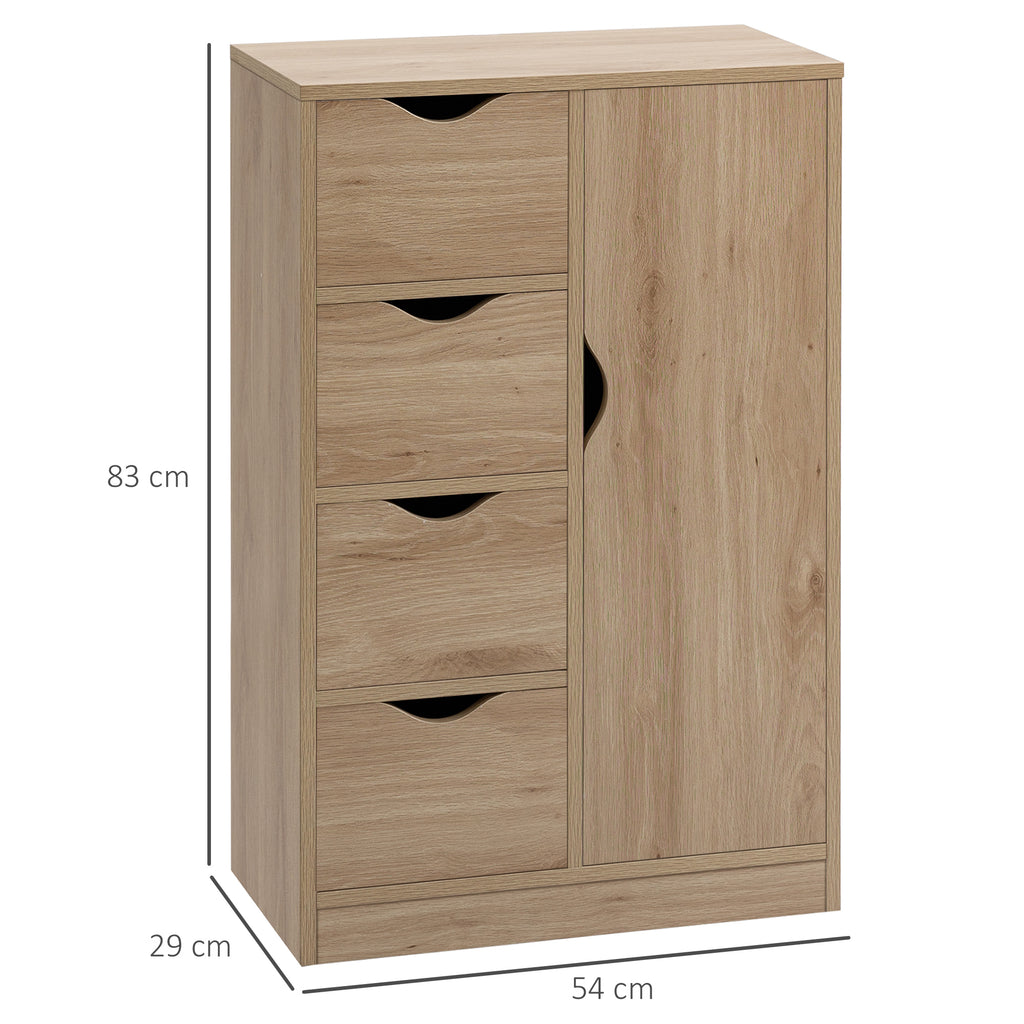 Homcom Bathroom cabinet with 4 drawers, 2nd levels and clipped handles, in chipboard, 54x29x83 cm - Borgè