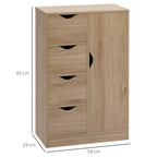 Homcom Bathroom cabinet with 4 drawers, 2nd levels and clipped handles, in chipboard, 54x29x83 cm - Borgè