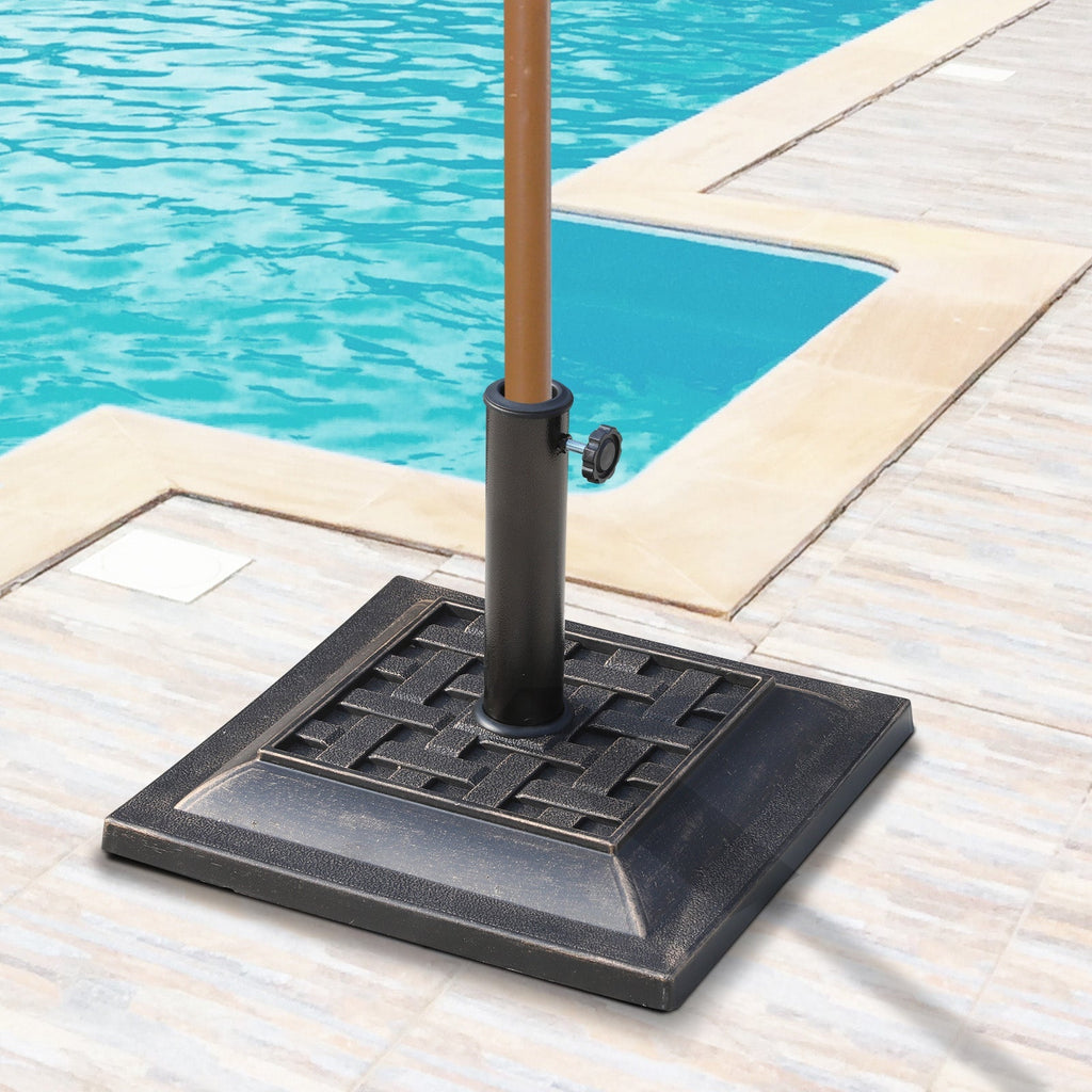 Vintage Style Resin and Steel Garden Umbrella Base, 44x44x32cm, Black and Bronze - Borge' Group Limited