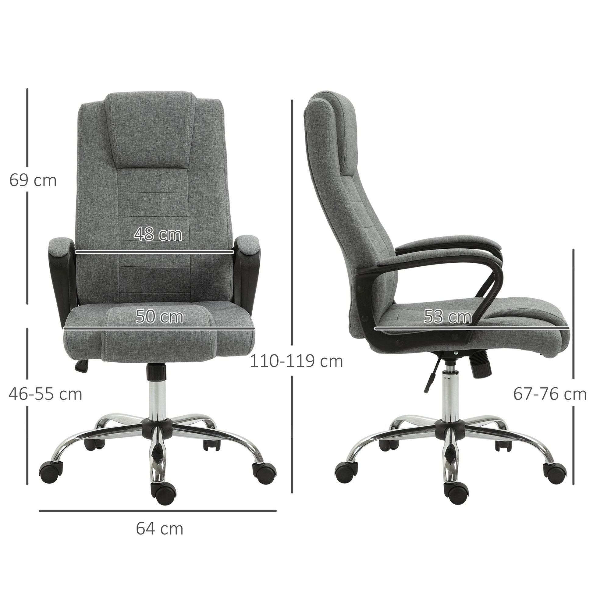 Vadgetto Ergonomic Handing Office Chair and padded with height and adjustable inclination, 62 x 76 x 110-119cm - Borgè