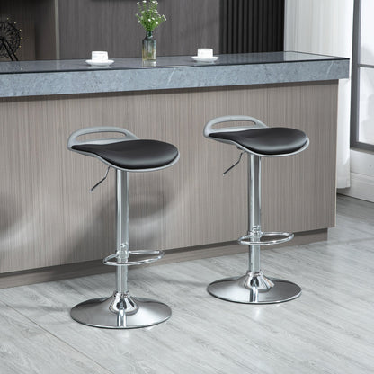 set of 2 bar stools with adjustable height and swivels with footrests, black - Borgè