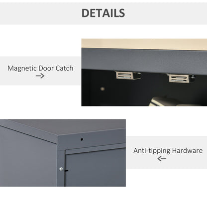 Multiuse cabinet 2 doors industrial style, metal locker for home and garage - Grey - Borgè