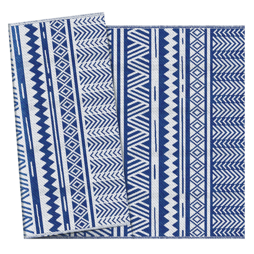 Outsunny outdoor carpet 182x274 cm folding and reversible, in blue and white polypropylene - Borgè