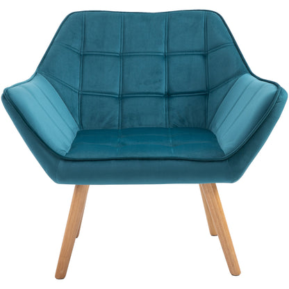 TROMSO | Nordic Design Armchair In Wood and Jade Velvet Effect, For Living Room or Office | 68.5x61x72.5 cm - Borgè