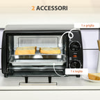 Electricoven 10L with adjustable temperature and timer, 750W, 36.5x26x22 cm, black - Borgè