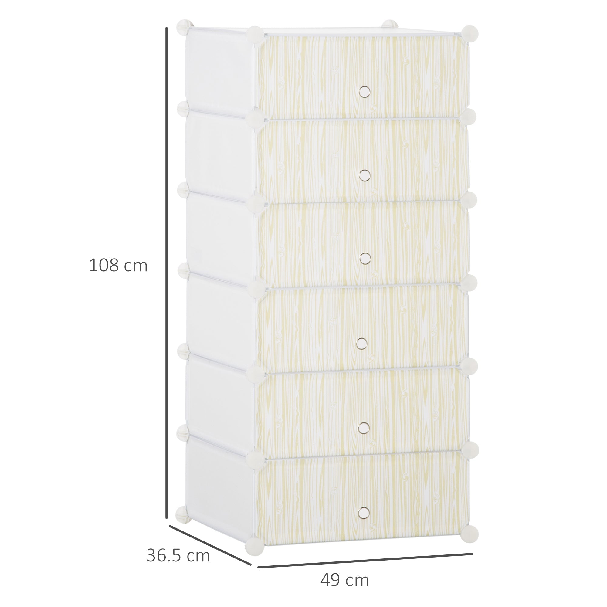 White Shoe Modular Cabinet | 6 Cubes 45x35x17cm Plastic PP and steel | 45x36.5x108cm - Borgè