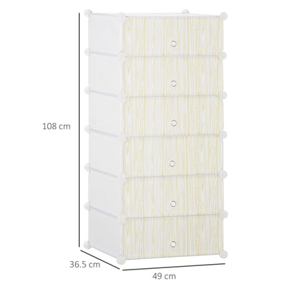 White Shoe Modular Cabinet | 6 Cubes 45x35x17cm Plastic PP and steel | 45x36.5x108cm - Borgè