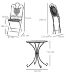 Mosaic | 3 Piece Garden Set, 2 Folding Chairs and 1 Table, Mosaic Design, Grey - Borge' Group Limited