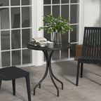 Outsunny round garden table with steel slat top, Ã˜66x71.5cm, black - Borgè