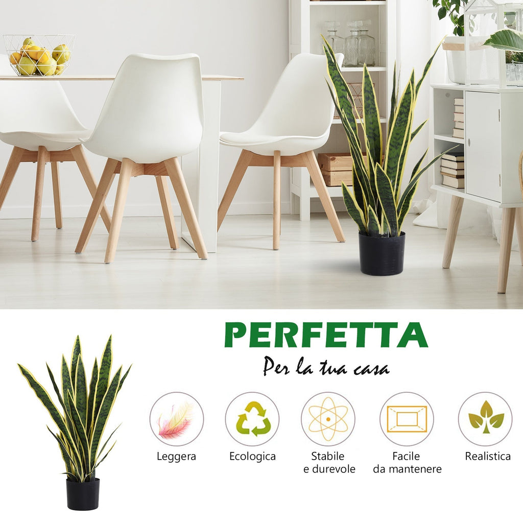 Outsunny sanseveria artificial outdoor and interior plant with green and yellow realistic decorative vase ф15cm x 80cm - Borgè