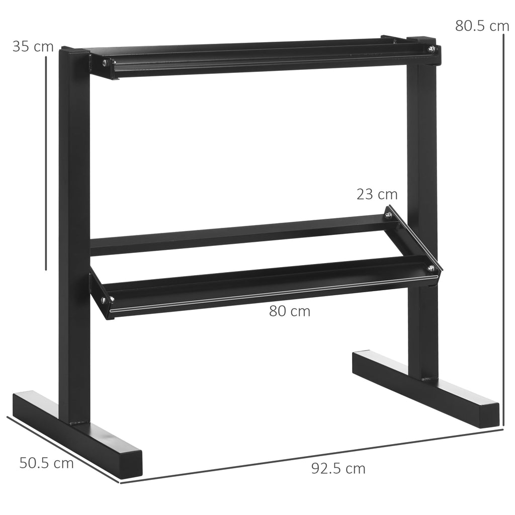 SportNow brings weight with 2 steel shelves for gym, home and office, 92.5x50.5x80.5cm, black - Borgè