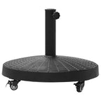 Round Garden Umbrella Base with 4 Wheels and Brakes, Metal and Resin Umbrella Base, for Ø38/48 mm Umbrella Poles, Ø52x41 cm, Black - Borge' Group Limited