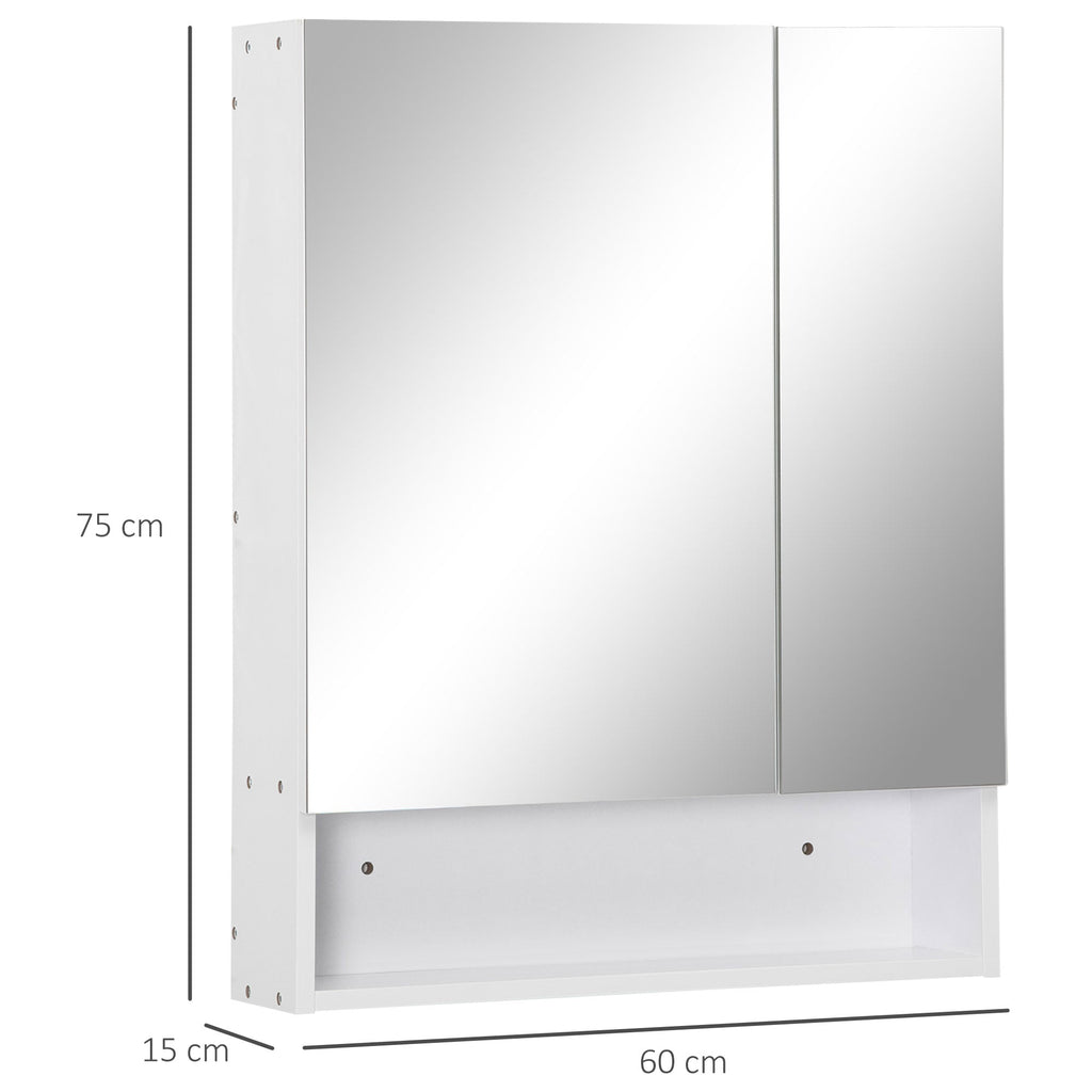 kleankin rectangular mirror cabinet with beliefs and adjustable shelf, 60x15x75cm - Borgè