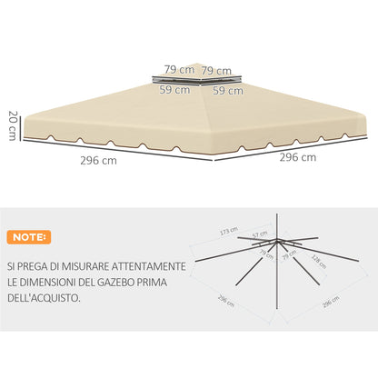 Outsunny spare roof for 3x3m garden gazebo with 2 levels in beige polyester levels - Borgè