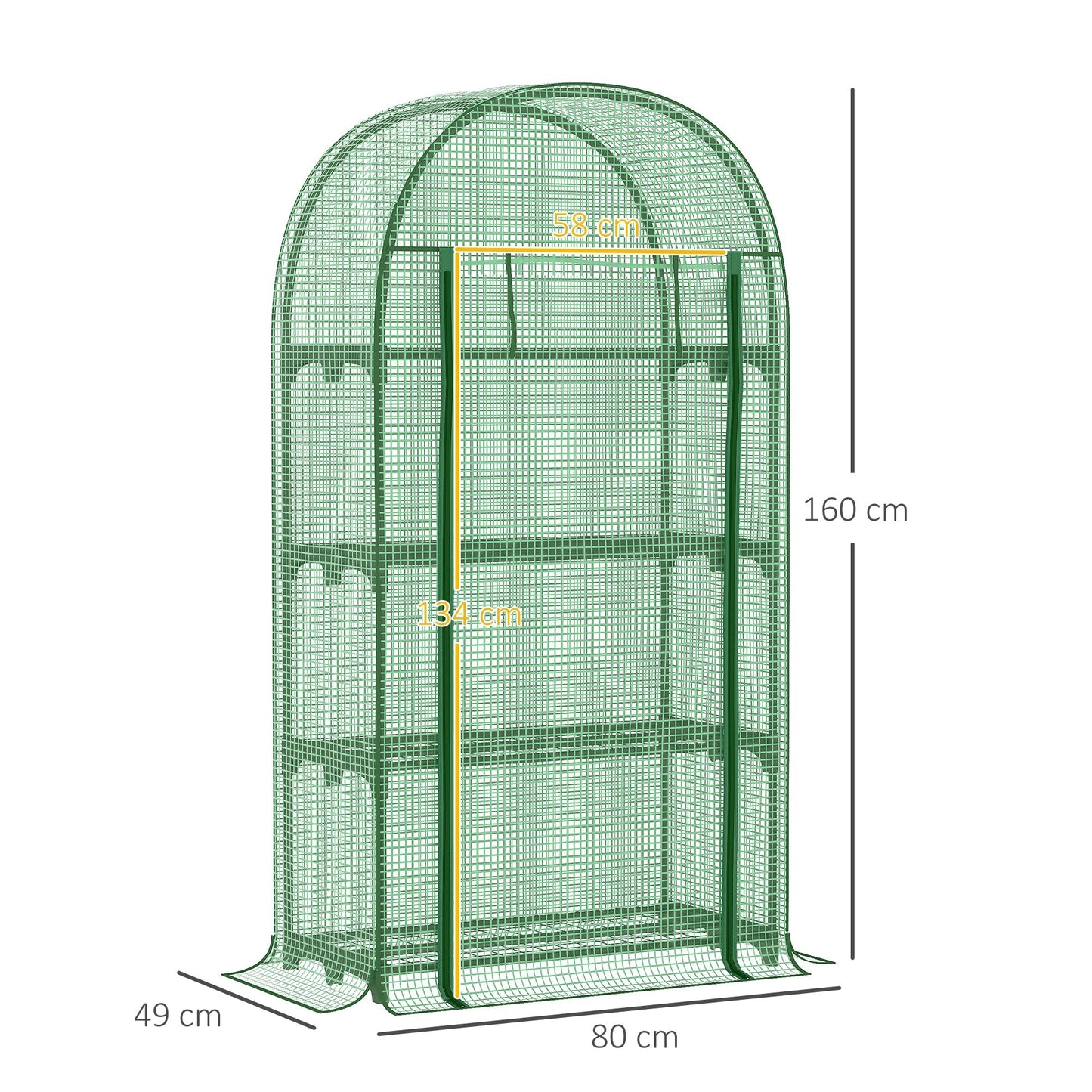 Outsunny Garden greenhouse with metal shelves, pear coverage and roller rack 80x49x160cm, green - Borgè