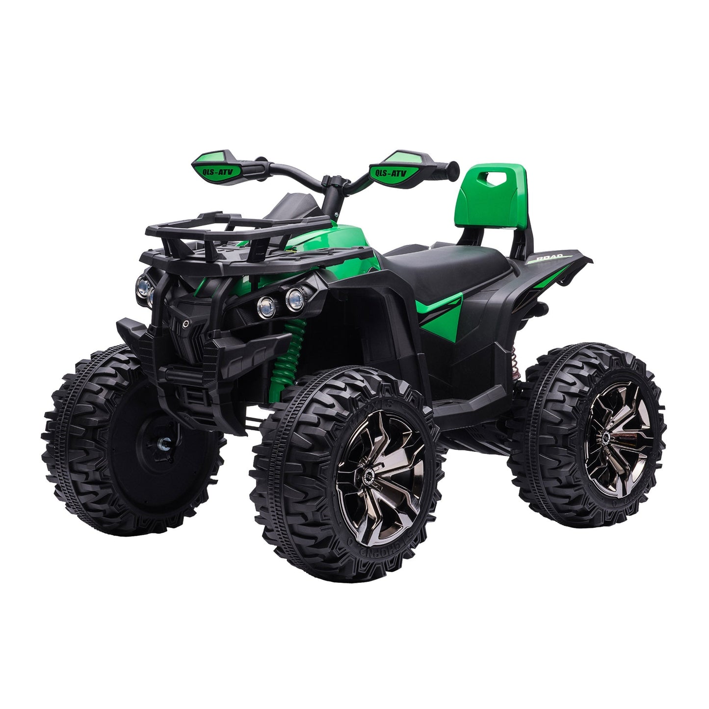 Quad for 12V electric children with working headlights and pedal, rechargeable battery, age 3-5 years, 100x65x73cm - black/green - Borgè