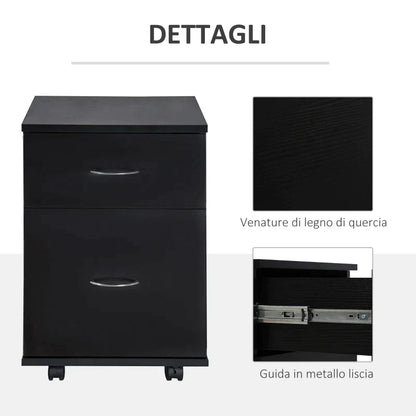 Desk Cabinet with wheels | 41x39x58cm, Black - Borgè