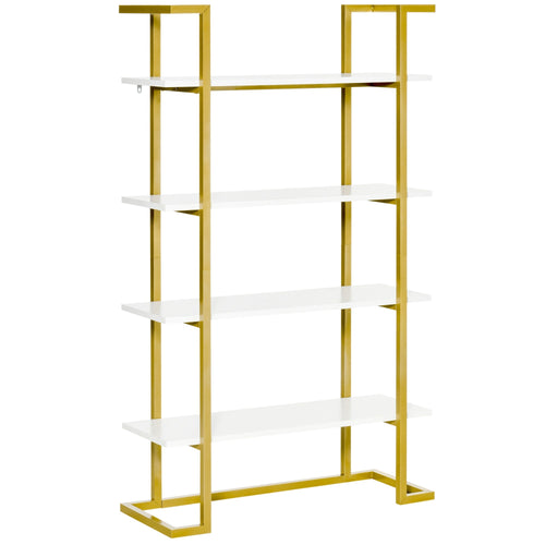 Homcom Mobile 4 -level bookcase raised and multipurpose, in mdf and steel, 92x35x152cm - Borgè