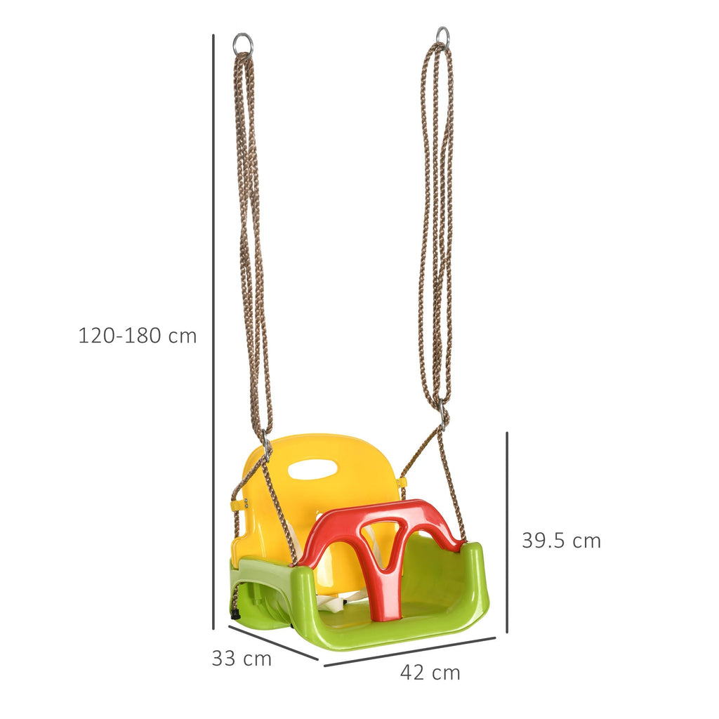 Outsunny swing for children 9-36 months in pp and pe with adjustable rope and belt, 42x33x120-180 cm - Borgè