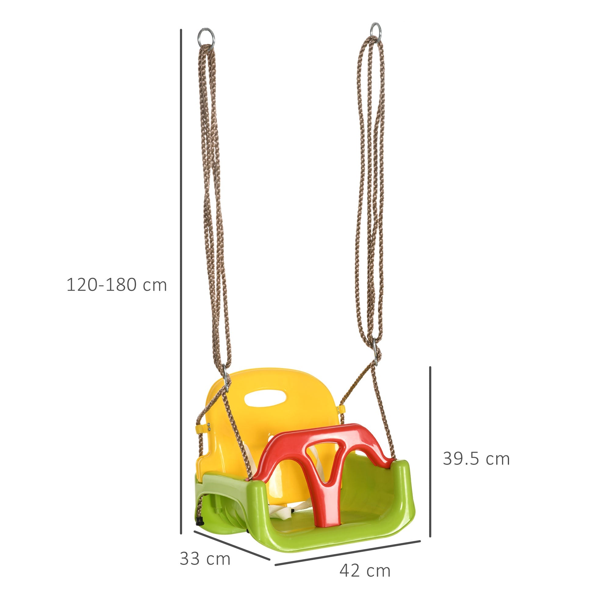 Outsunny swing for children 9-36 months in pp and pe with adjustable rope and belt, 42x33x120-180 cm - Borgè