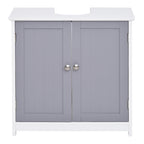 Kleankin Mobile Under Bathroom Washa with U -cut, 2 doors with adjustable shelf in MDF, 60x30x60cm Grey white - Borgè