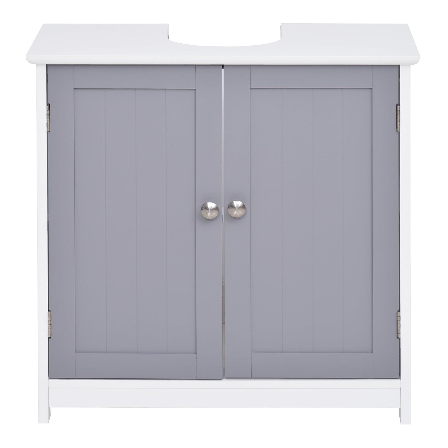 Kleankin Mobile Under Bathroom Washa with U -cut, 2 doors with adjustable shelf in MDF, 60x30x60cm Grey white - Borgè