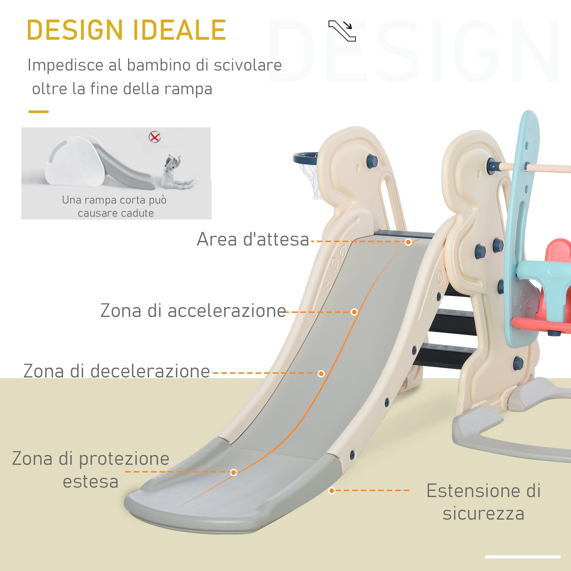 slide for garden or bedroom children with swing chain - Borgè