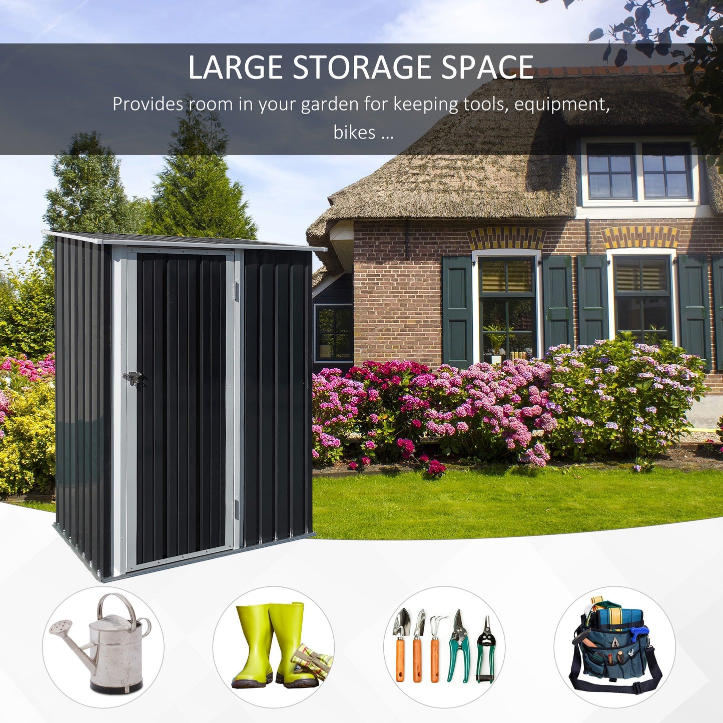 Outsunny Garden house Storage | hut in waterproof steel 142x84x189cm - Borgè