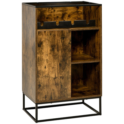 Multiuse Mobile with Portabottili, open rooms and industrial style cabinet, 60x40x100cm, brown - Borgè