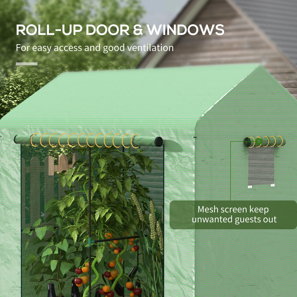 Outsunny Serra in Casetta with 2 sections with door and roller shutters, in steel and PE, 200x140x200 cm, green - Borgè