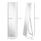 Homcom mirror with MDF frame with feet and hooks for wall use or wall, 37x40x155 cm - Borgè