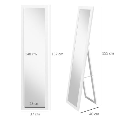 Homcom mirror with MDF frame with feet and hooks for wall use or wall, 37x40x155 cm - Borgè