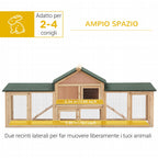 Rabbit Cage, Enclosed Rabbit Hutch with Ramps, Waterproof Roof and Removable Tray 210 x 45.5 x 84.5 cm - Borge' Group Limited