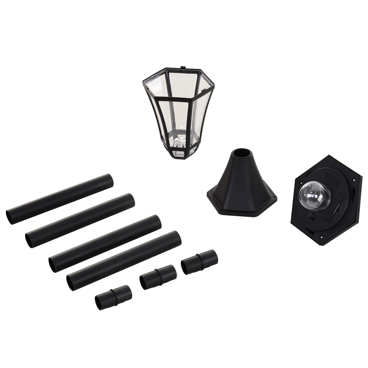 Outsunny set 2 solar lampposts per garden with 2 LEDs and automatic ignition, black - Borgè