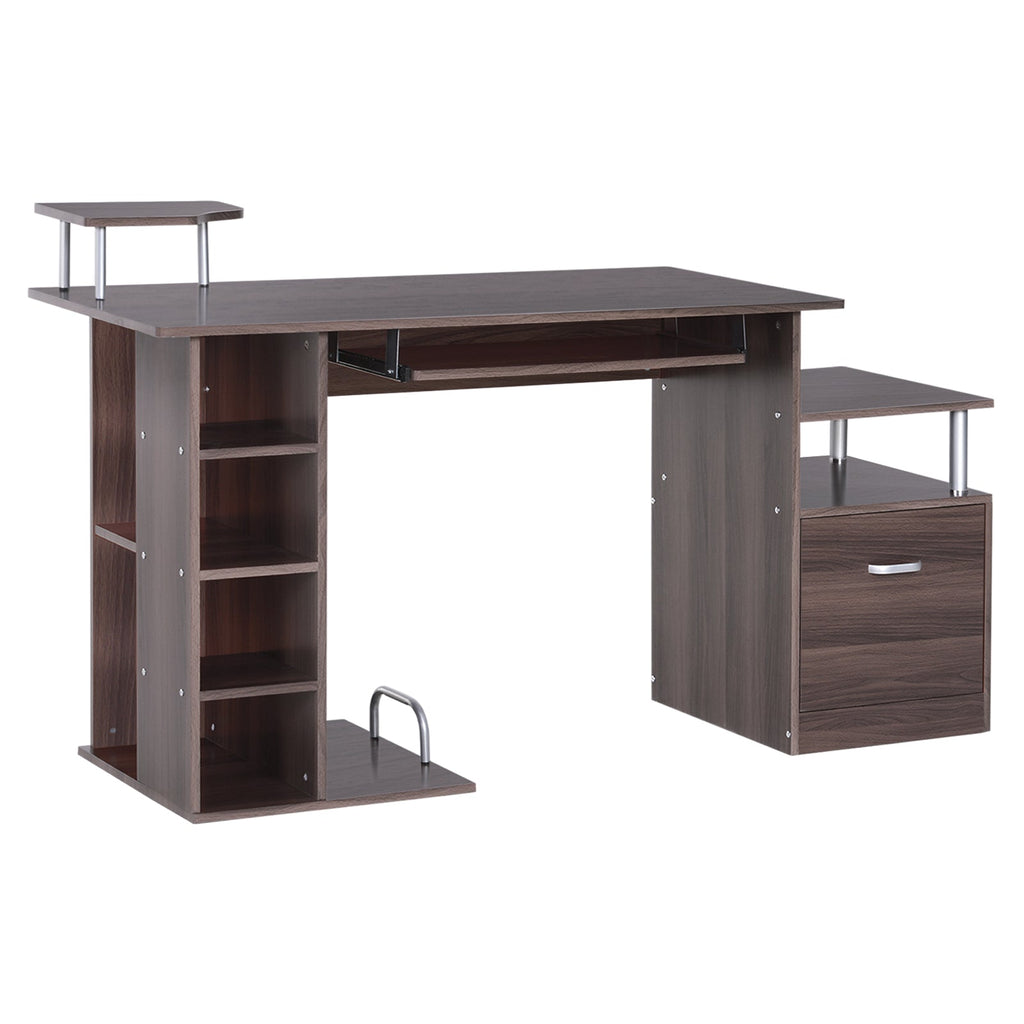 Desk for Chamber and Office with drawer and wooden shelf, 152x60x88cm, brown - Borgè