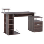 Desk for Chamber and Office with drawer and wooden shelf, 152x60x88cm, brown - Borgè