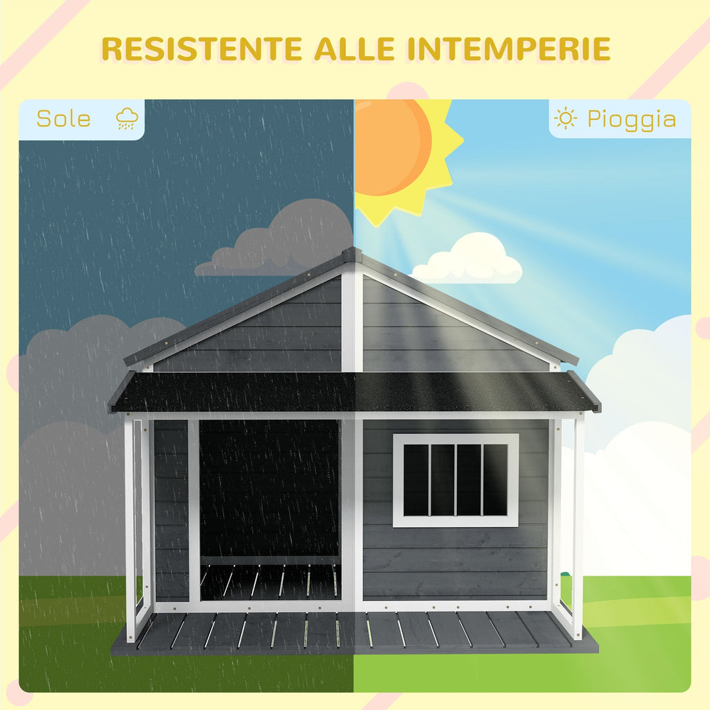 PAWHUT KNEW FOR OUROD DOGS WITH CARE, WINDOW AND Waterproof roof, 124x112x105cm, Grey - Borgè