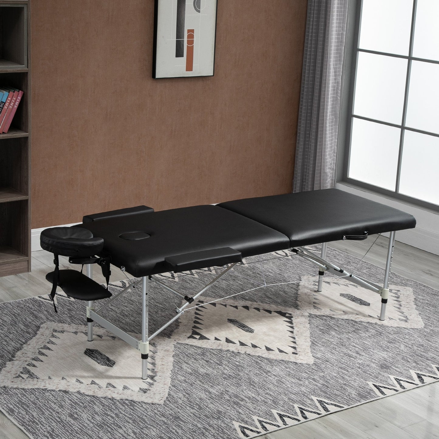 Professional Foldable Massage Table, Massage Table with Adjustable Height and Carrying Bag for Beautician and Therapist, Black - Borgè