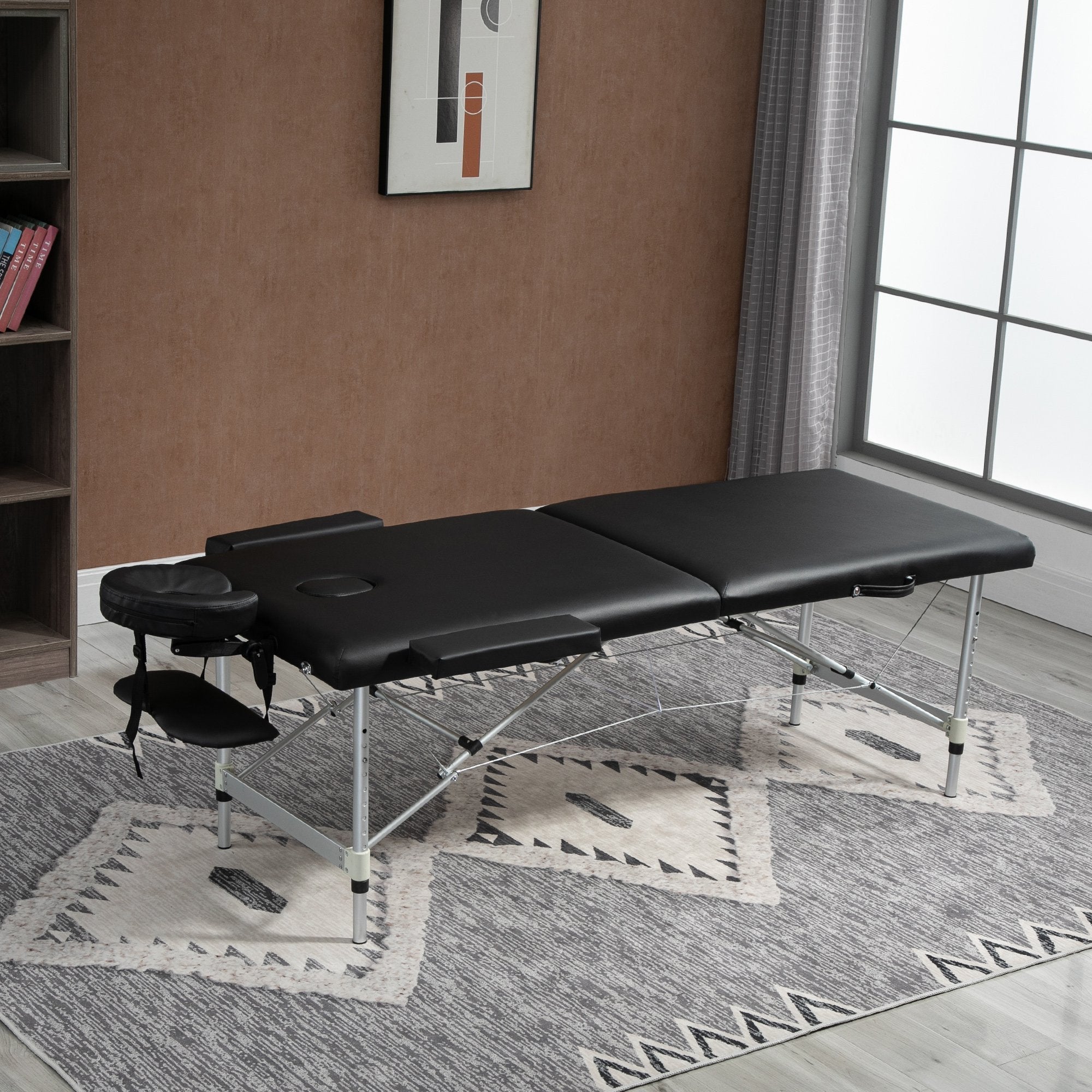 Professional Foldable Massage Table, Massage Table with Adjustable Height and Carrying Bag for Beautician and Therapist, Black - Borge' Group Limited