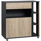 Multiuse wooden kitchen auxiliary cabinet with wheels, 80x39x86.5cm - Borgè
