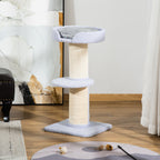 Cat Scratching Post with Bed, Plush Cover and Sisal Pole, 45x45x91cm, Blue - Borge' Group Limited