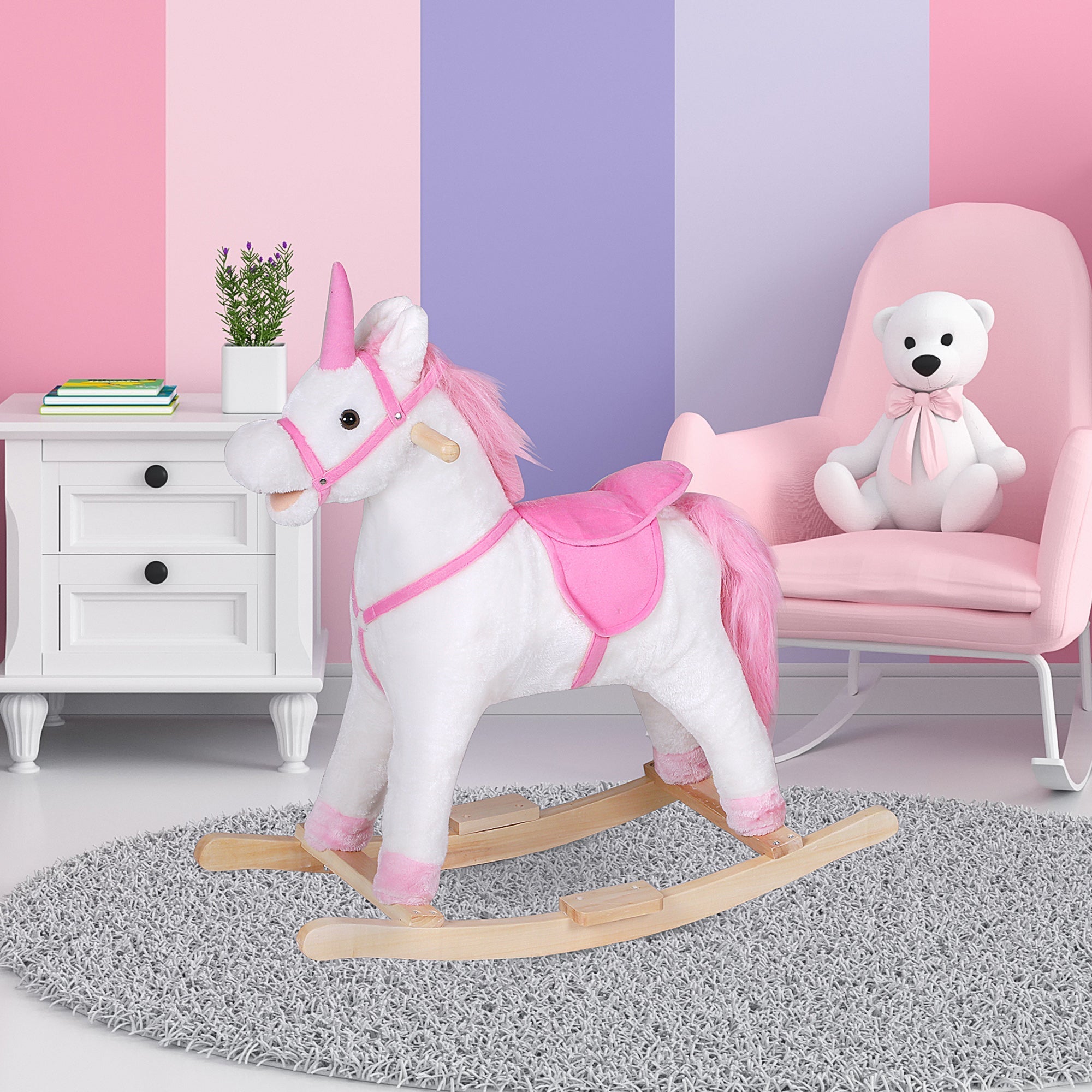 White-Pink Rocking Unicorn | 3+ - Borgè