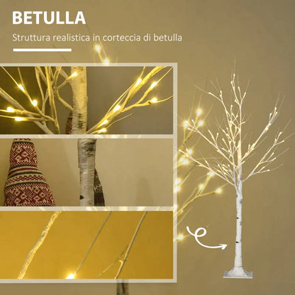 Small White Christmas Tree with 72 LED lights | 17x17x120 cm - Borgè